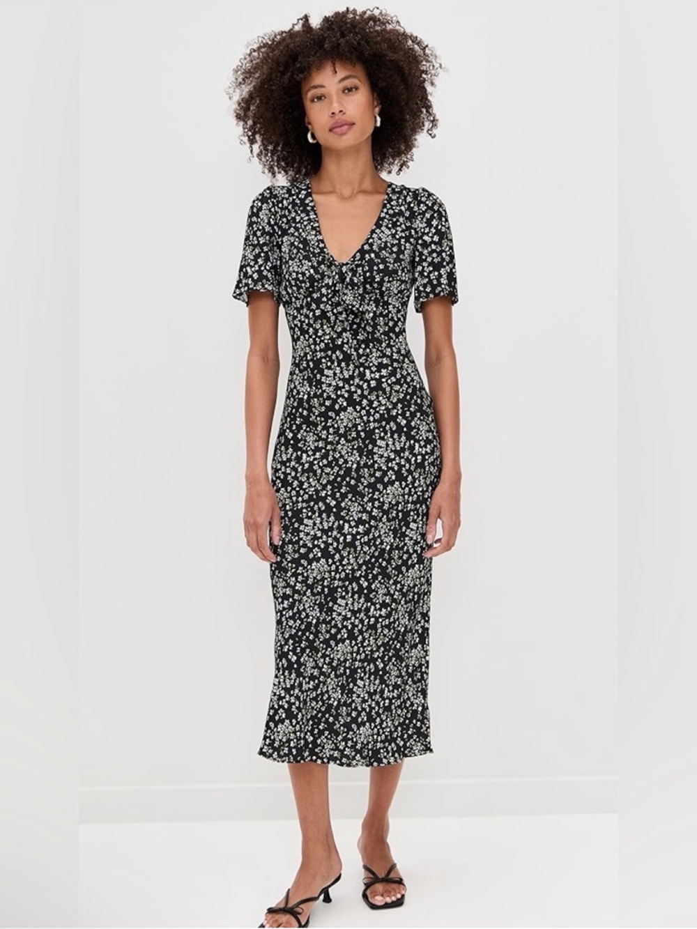 NWT Reformation Tyra Short-Sleeve V-Neck Midi Dress size 0